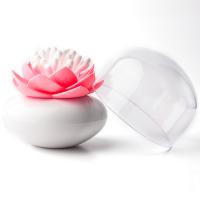 ql10157-wh-pk Контейнер для хранения ватных палочек Lotus белый-розовый