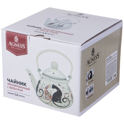 934-625 Чайник эмалированный 1,3л, Agness, серия "FAMILY FARM"