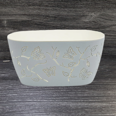 LF101510025 Цветочный горшок Butterflies 4 л 300х150 мм овальный, жемчужно-серый, PLASTIC REPUBLIC